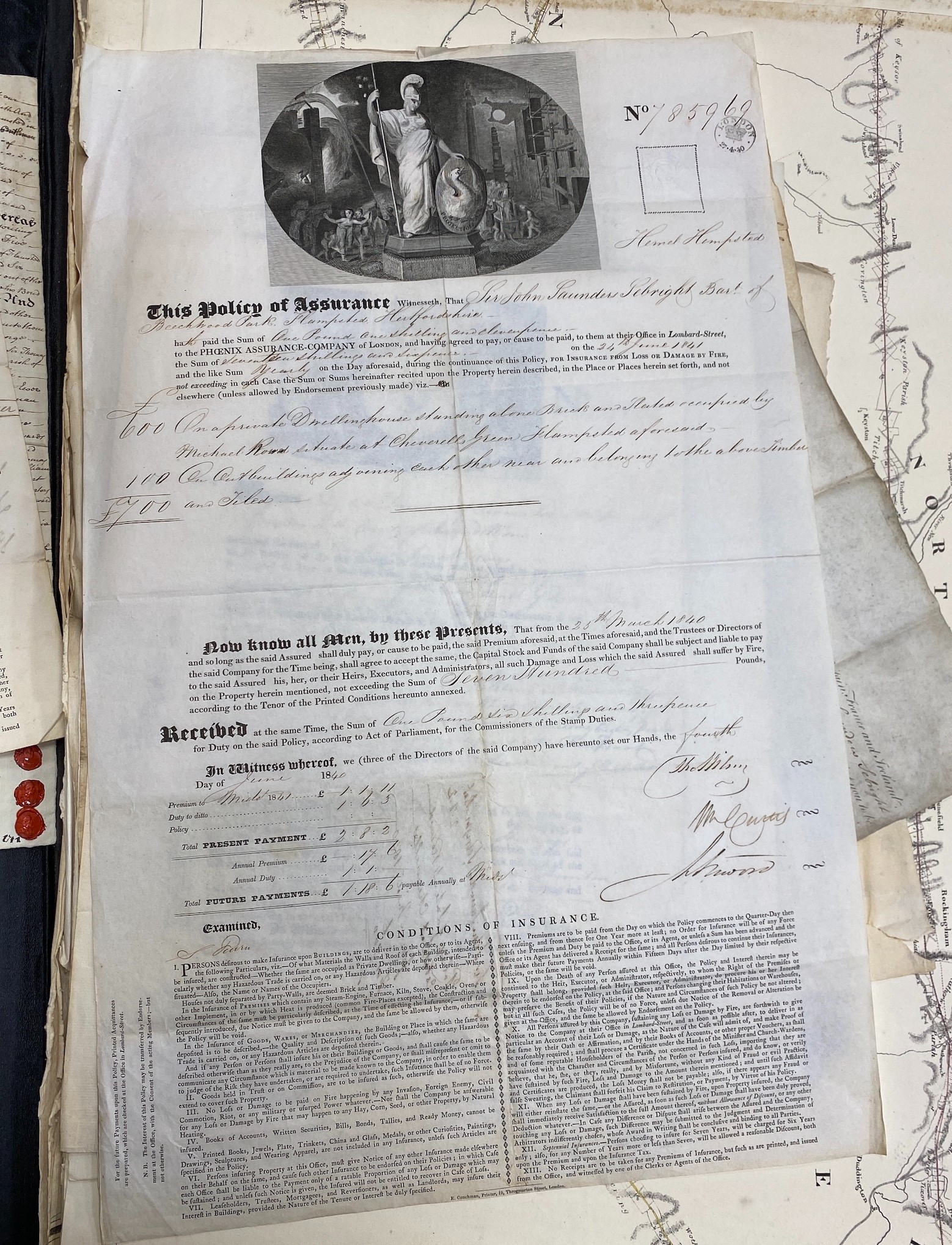 A folio of various engraved maps, coloured in outline, including the County of Somerset; the County of Wilts, both by Emanuel Bowen, Thomas Telford’s London to Morpeth Mail Road Index Map, 1827, on 18 sheets, sundry 18th